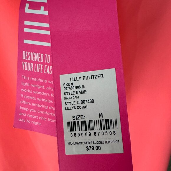 NWT Lilly Pulitzer Nadia Cami top in Lilly’s Coral Size Medium - Picture 3 of 7